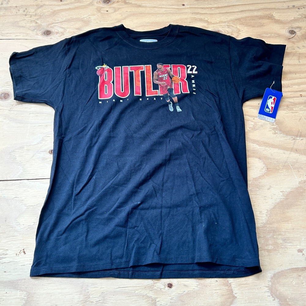 Miami Heat Jimmy Butler T Shirt Mens LARGE Black Short Sleeve Graphic Print NBA